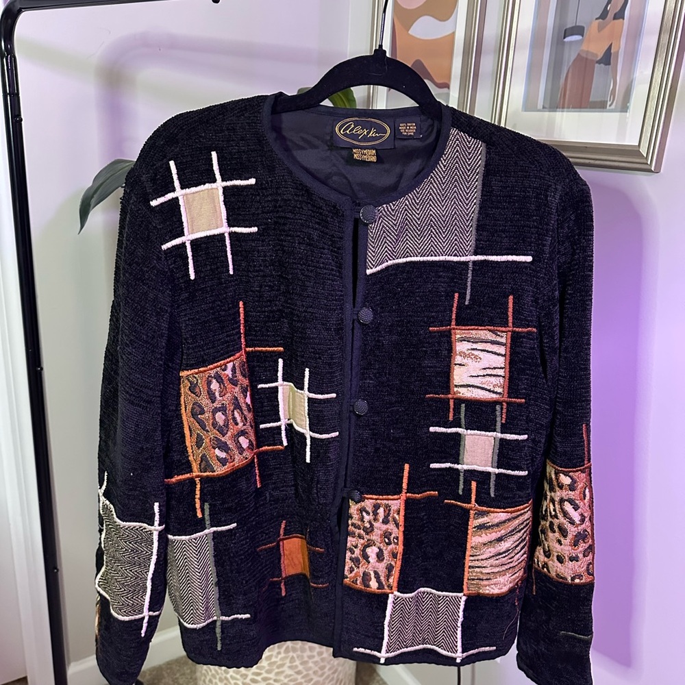 Vintage black animal print vintage cardigan